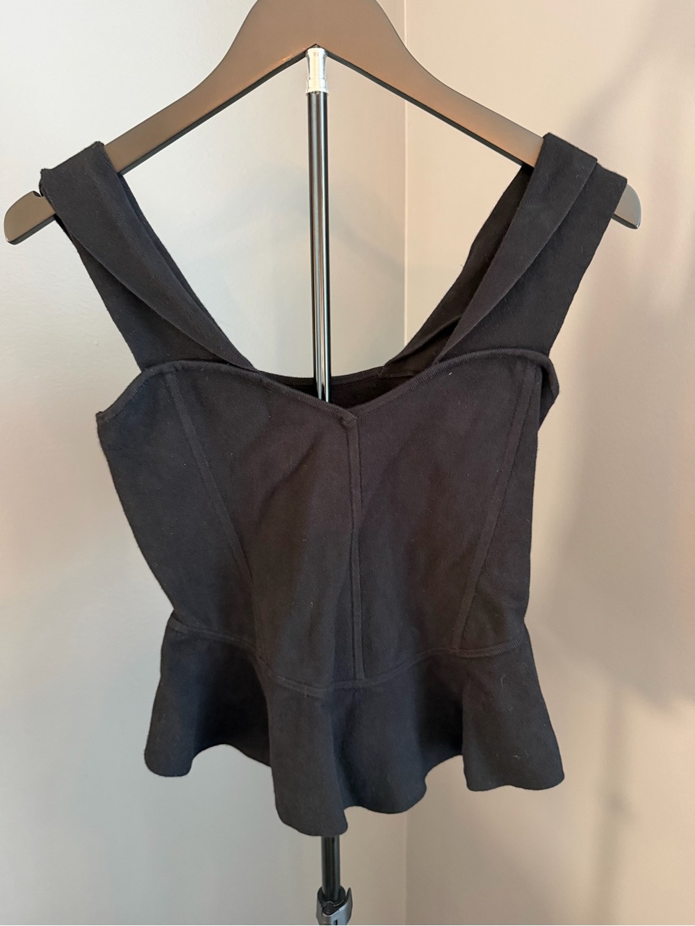 Maeve  Black Peplum Corset Sweater Top for Anthropologie